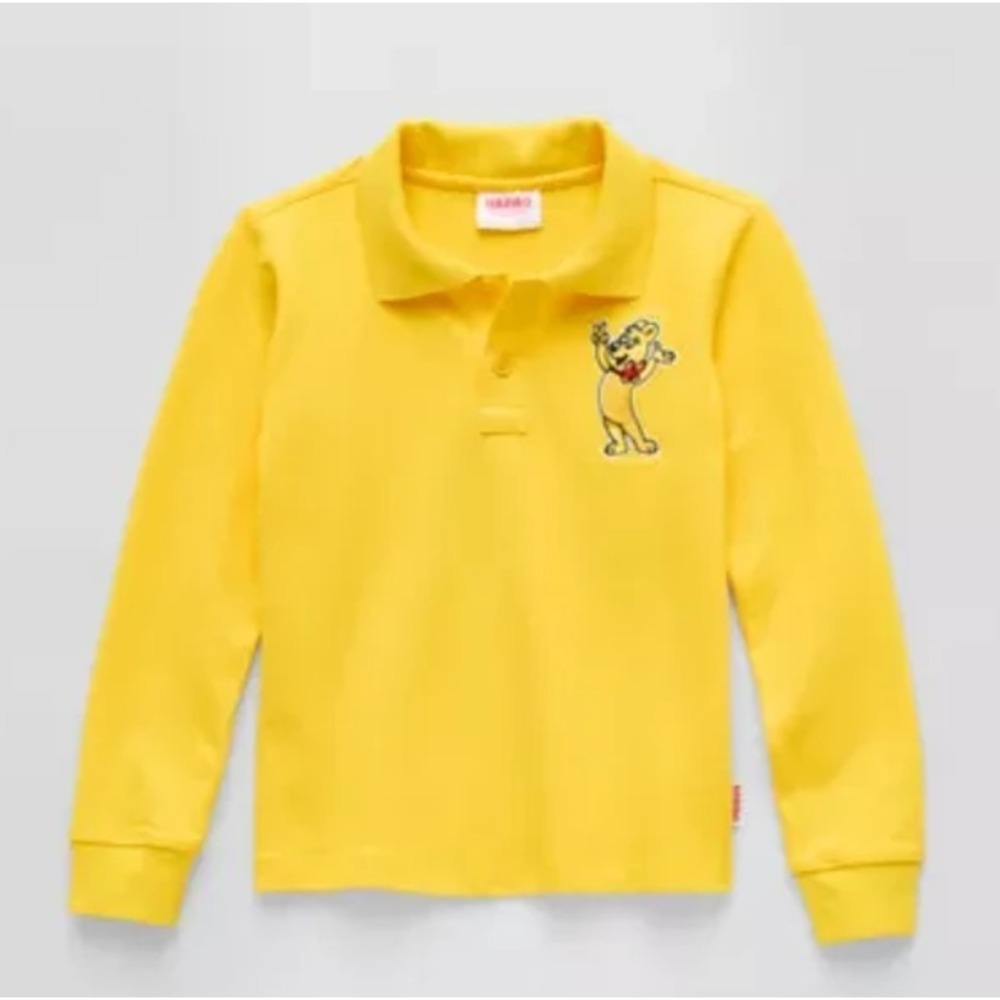 X Haribo Unisex Long Sleeve Polo Shirt, Yellow, 4T